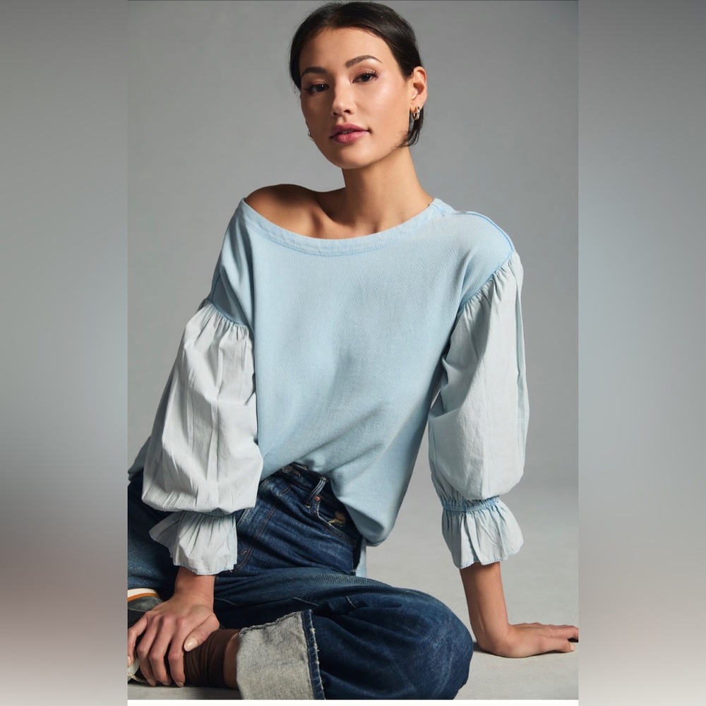 ✨ Anthropologie Pilcro Mixed-Media Pullover Sz MP